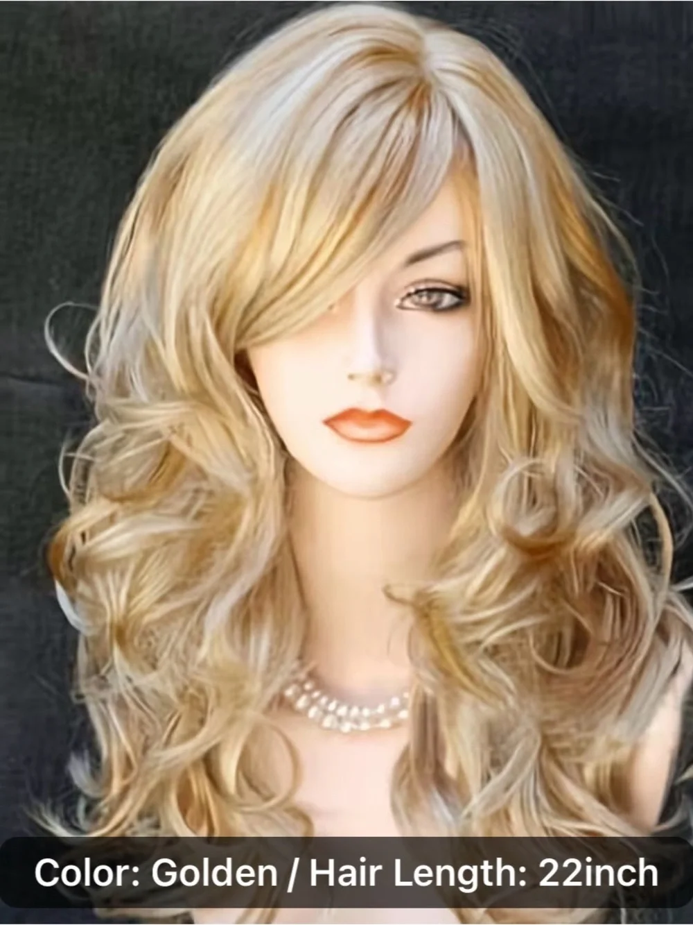 Golden Long Wavy Women's Wig - Stylish Blonde Hair